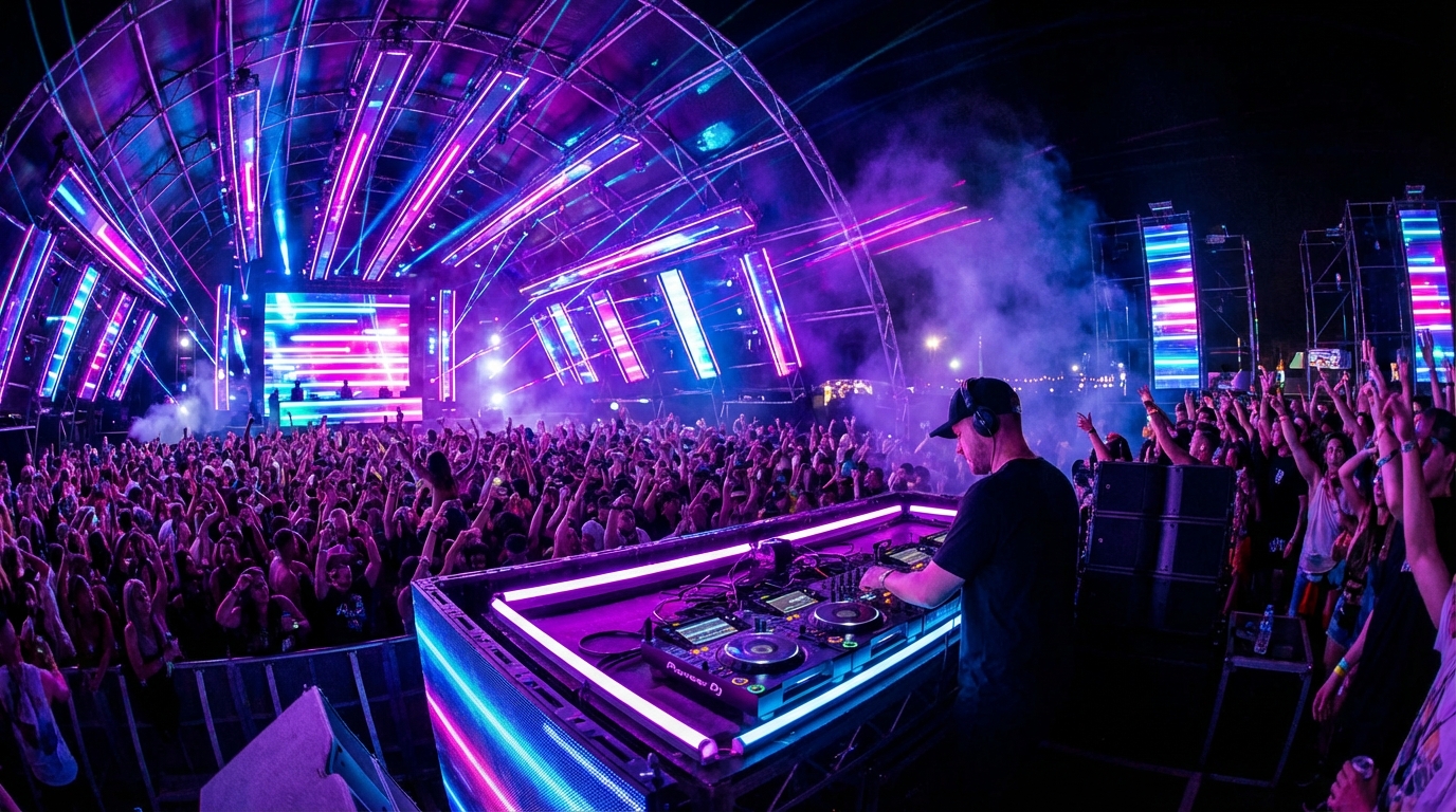 DJ Vital Music tocando em festival de música eletrônica