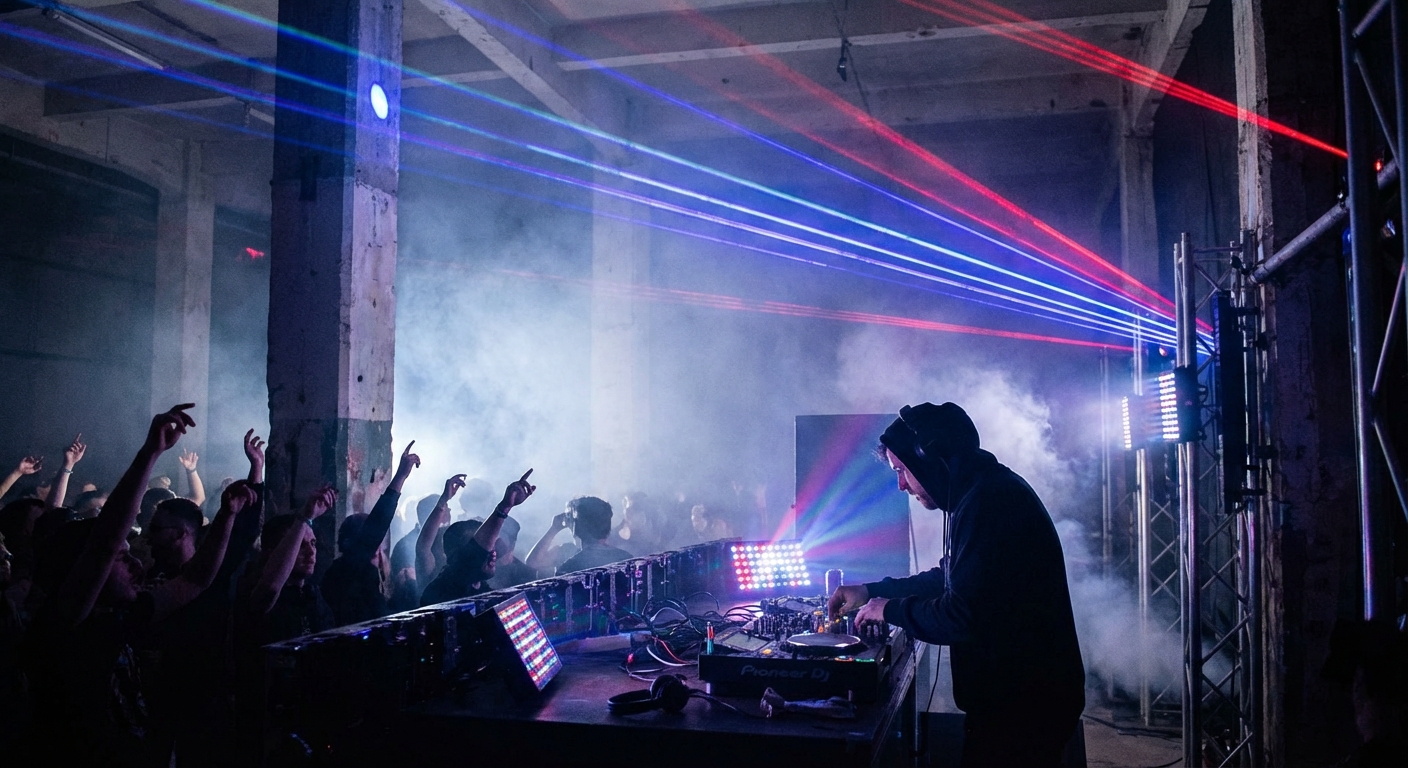 Underground techno rave com DJ Vital Music